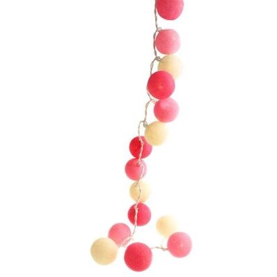 String lights, cotton ball x 20, cream and pink, MAINS operated (LAN03)
