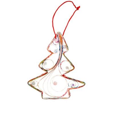 Christmas tree hanging decoration, recycled paper 9cm (M012)