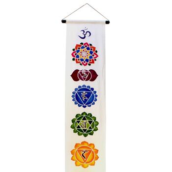 Bannière suspendue, symboles Chakra sur blanc (MBC30) 3
