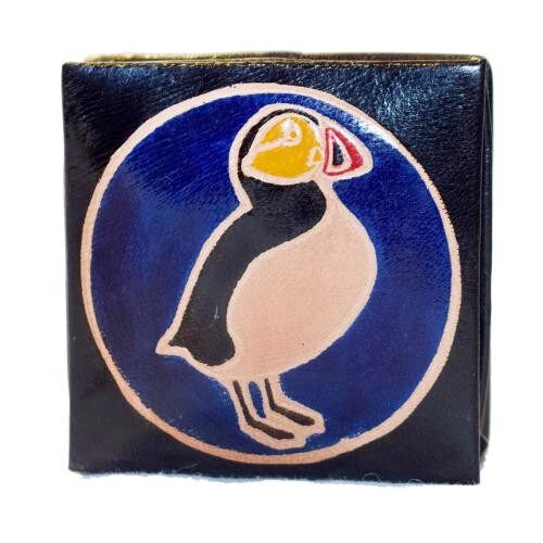 Leather coin purse puffin (MKS2111)