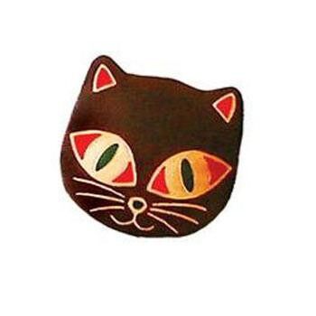 Porte-monnaie en cuir chat marron (MKS31)