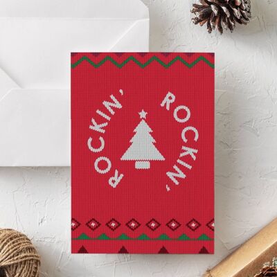 Cartolina di Natale divertente | Rockin intorno all'albero di Natale