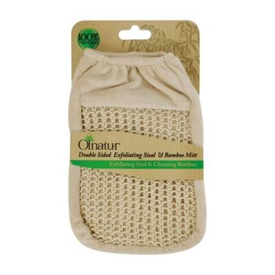 Double sided sisal & bamboo exfoliating wash mitt, eco-friendly, zero plastic (ML002)