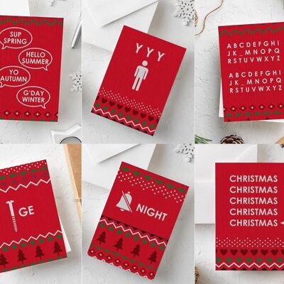 Lustige Weihnachtskarten | Packung mit 12 Stück