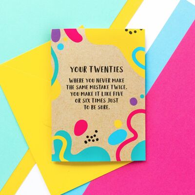 Funny 20th Birthday Card - Same Mistake Twice