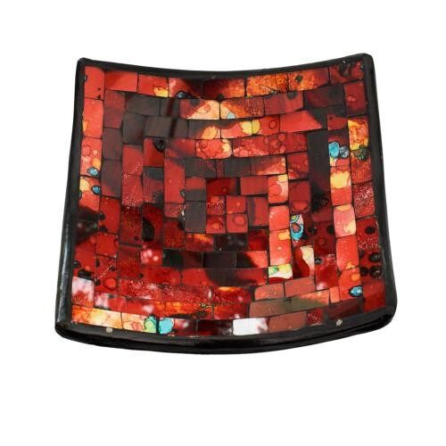 Candle plate, mosaic, 15cm red (MOS2081)