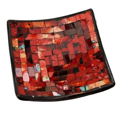 Candle plate, mosaic, 20cm red (MOS2081B)