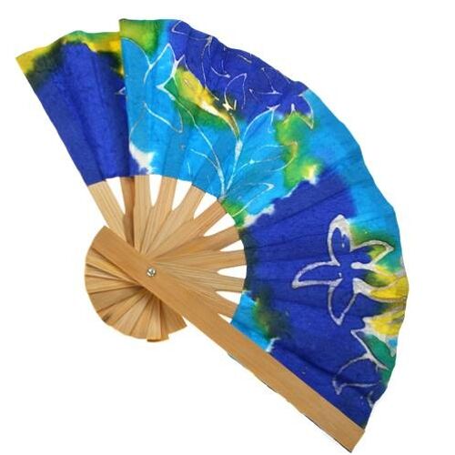 Paper fan batik assorted colours 20cm (MQMA821)