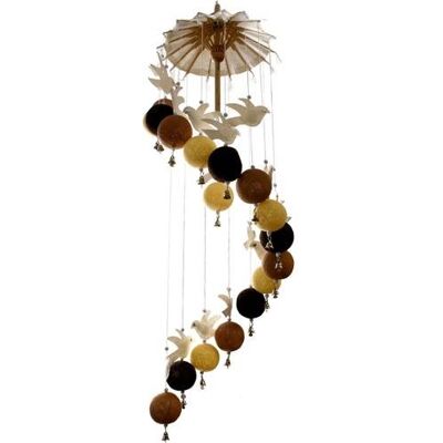 Mobile doves with brown and cream balls 95cm (MQMA840)