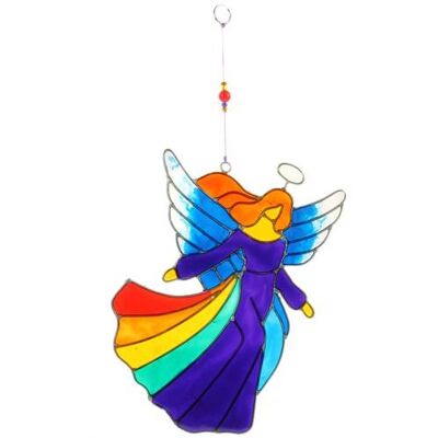 Suncatcher angel flying rainbow 13x18cm (MRS025)