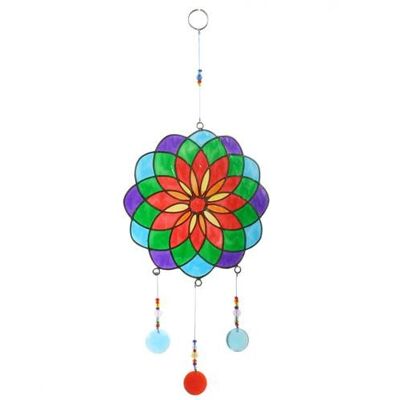 Suncatcher mandala red green blue 14.5x25cm (MRS034)