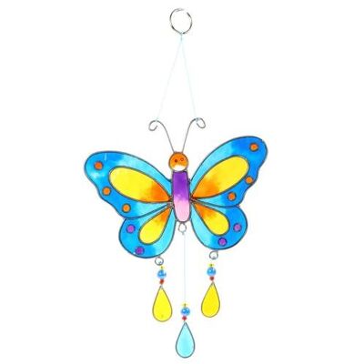 Suncatcher butterfly blue yellow 14x17cm (MRS101)