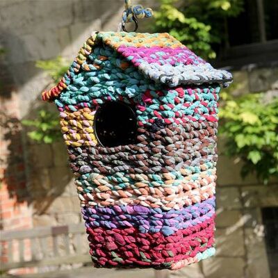 Bird house, recycled fabric, 19x16x28cm (NA1810)