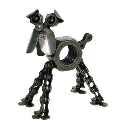 Dog, recycled bike chain and metal nut (NA18702)