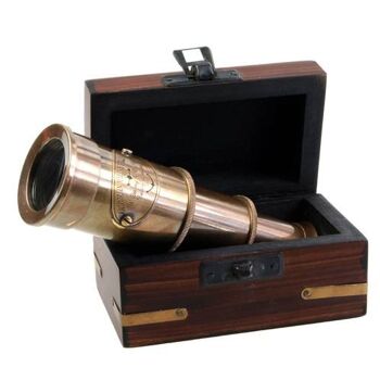 Petit télescope en laiton dans une boîte (NA18719) 1