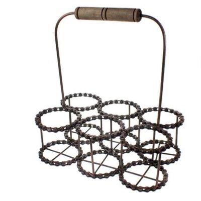 Wine bottle holder (6), recycled bike chain with handle (NA19709)