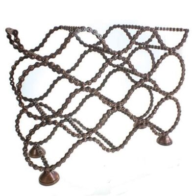 Wine rack, recycled bike chain, for 10 + 3 bottles (NA19710)