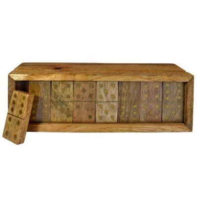 Dominoes in box, mango wood, 20x5.5x6.75cm (NA2101)
