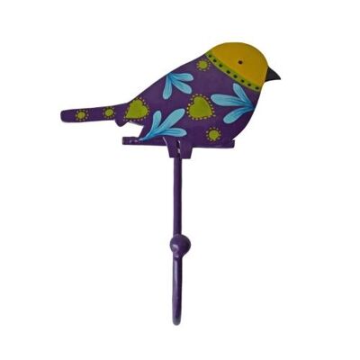 Single metal coat hook, bird purple (NA2112)