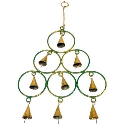 Chime 9 bells, 6 circles, recycled brass (NA2132)