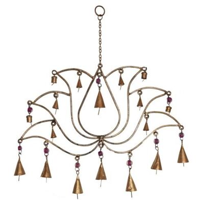 Hanging windchime lotus recycled brass indoor/outdoor (NA2133)