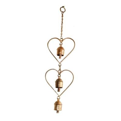 Chime 2 hearts, recycled brass (NA2135)