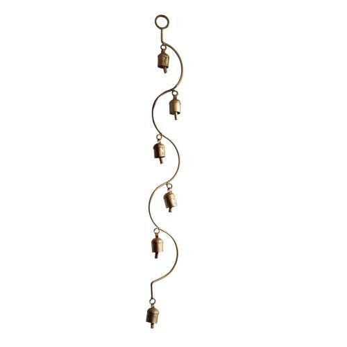 Chime 6 bells on curved hanging, recycled brass 8x65cm (NA2138)