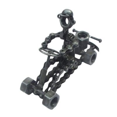 Model go cart with rider, recycled bike parts (NA2210)
