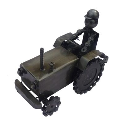 Model tractor with driver, recycled bike parts (NA2213)