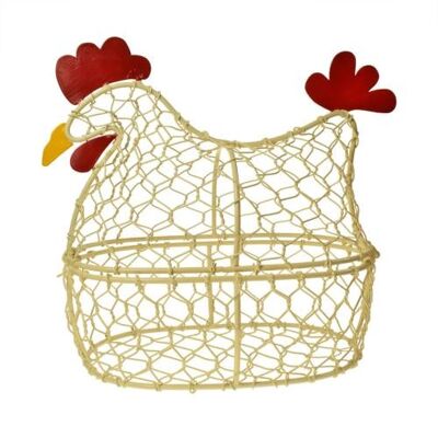 Hen shaped egg basket recycled metal (NA2218)