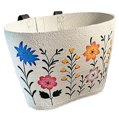 Bike basket recycled/upcycled tyre floral design (NA2272)