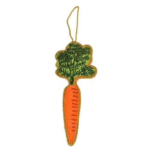 Hanging decoration, embroidered velvet, carrot (NE001)