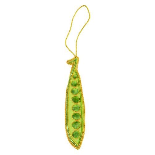 Hanging decoration, embroidered velvet, pea pod (NE005)