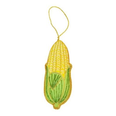 Hanging decoration, embroidered velvet, corn on the cob (NE006)