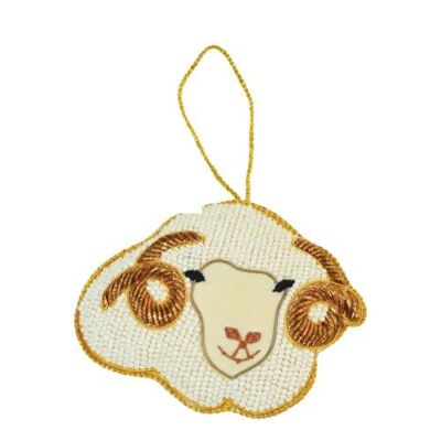 Hanging decoration, embroidered velvet, sheep (NE008)
