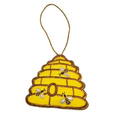 Hanging decoration, embroidered velvet, beehive (NE012)