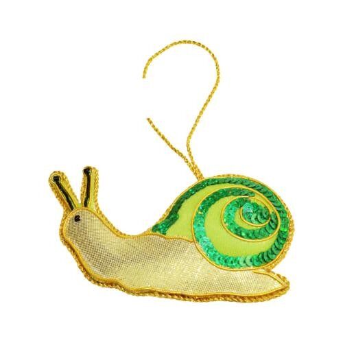 Hanging decoration, embroidered velvet, snail (NE013)