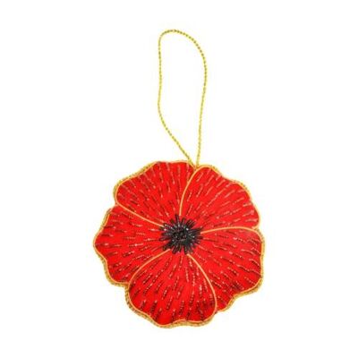 Hanging decoration, embroidered velvet, poppy (NE014)