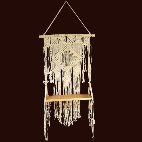 Wooden shelf with macrame backdrop/support (NICK001)