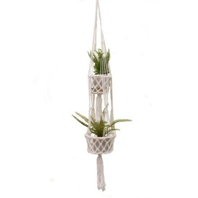 Hanging basket, macrame, double (NICK004)