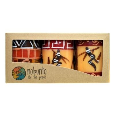 3 hand painted candles in gift box, Damisi (NOB001)