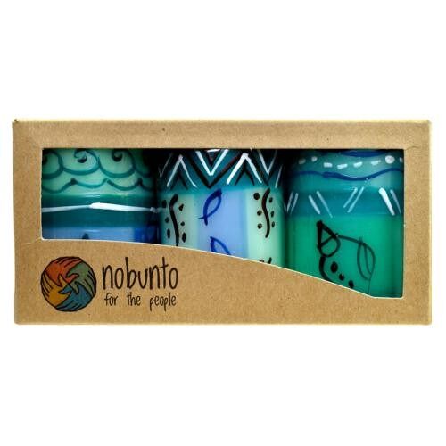 3 hand painted candles in gift box, Samaki (NOB031)