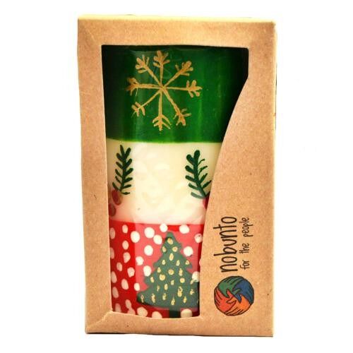 Hand painted Christmas candle in gift box (NOB051)