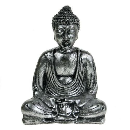 Buddha sandstone cast, silver colour 17cm (NS1970)