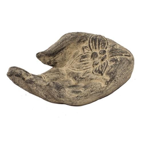 Palm incense holder, sandstone, grey/black 15cm (NUG005E)