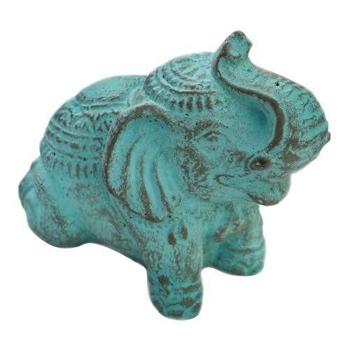 Elephant, sandstone, turquoise 13cm (NUG018)