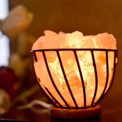 Himalayan salt lamp metal bowl with chips approx 18x18cm (PAK009)