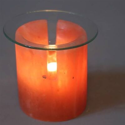 Himalayan salt cylinder oil burner approx 8.5cm (PAK012)