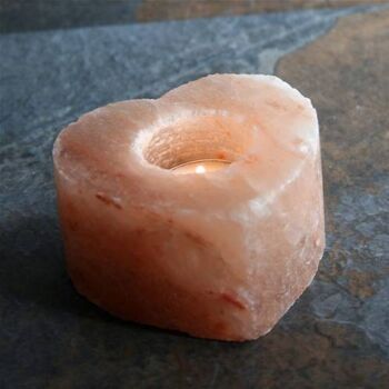 Porte-t-lite en sel de l'Himalaya en forme de coeur 10cm (PAK017) 1