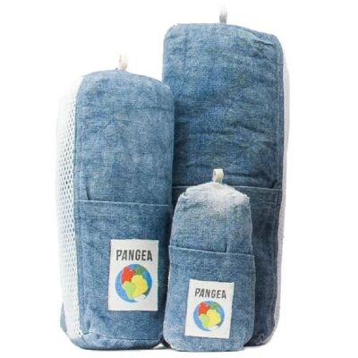 Bamboo travel pocket towel 40x60cm blue with bag (PANP01)